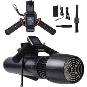XDLYWUZIQ Unterwasser-Scooter mit glänzender Oberfläche, Zubehörteilen und rutschfestem Griff, ideal für Wassersport und Abenteuer unter Wasser.
