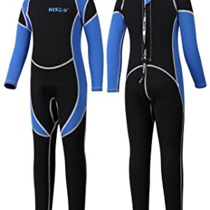 Yikayin Neoprenanzug für Kinder in Blau, 2,5 mm dick, ideal zum Schwimmen, Tauchen, Schnorcheln und Surfen, mit Rücken-Reißverschluss und UV-Schutz 50+