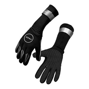 ZONE3 Neopren-Schimmhandschuhe mit natürlichem Netz-Fingerdesign, ideal zum Surfen, Angeln, Tauchen und Schwimmen im offenen Wasser. Schwarz mit rutschfester Handfläche.