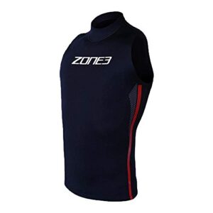 ZONE3 Unisex-Adult Neoprene Vest Warmth in Schwarz-Rot, 2mm Neopren für beheiztes Schwimmen und optimalen Komfort, Größe L, sportliches Design mit hohem Kragen und roten Akzenten.