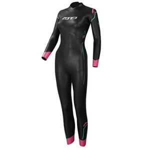 ZONE3 Damen Agile Neoprene Buoyancy Swimsuit in Schwarz/Pink/Türkis, ideal für Triathlon und Schwimmen, Größe L