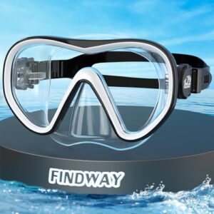 Findway Taucherbrille für Kinder, Schwimmbrille mit Nasenschutz, geeignet für Kinder im Alter von 4-16 Jahren, 180° HD-Panoramablick, wasserdichte und beschlagfreie Tauchmaske