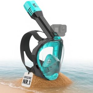 CO2-sichere Tauchermaske für Erwachsene, vollgesichtsmaske zum Schnorcheln in Türkis