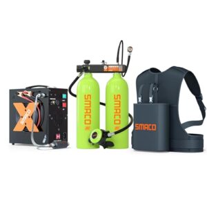 Tauchflasche 4L, zusammengebaut aus zwei 2L Zylindern, für Flachwasser-Tauchen, tragbares Tauchflaschen-Set, Unterstützt 30–45 Minuten Atem für Tauchübungen/Angeln/Boot reinigen
