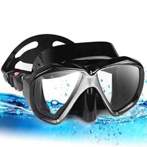 Taucherbrille für Erwachsene mit Anti-Nebel Schnorchelmaske, gehärtetem Glas und Nasenabdeckung zum Schwimmen und Schnorcheln
