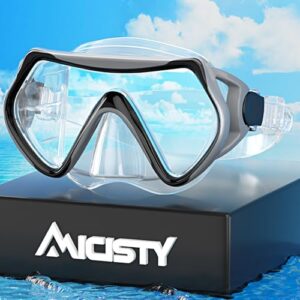Taucherbrille für Erwachsene mit Panoramasicht, Anti-Fog-Linse und tempered Glas. Geeignet für Schnorcheln, Schwimmen und Tauchen.