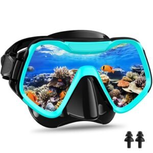 Taucherbrille für Erwachsene, Schnorchelmaske für Herren und Damen, Tauchermaske mit 180° Panoramablick und gehärtetem Glas