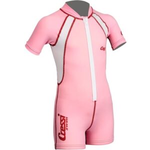 Neoprenanzug für Kinder, Wetsuit 1.5 mm, Shorty Cressi Kid Ultra Stretch Neopren, Rosa/Weiß, XXL (7/8 Jahre)