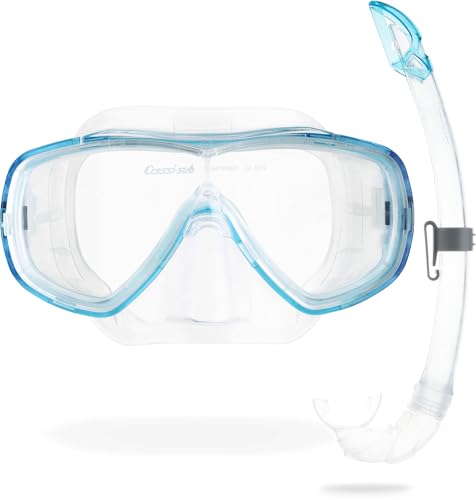 Schnorchelset Cressi Onda Mare mit Maske und Schnorchel für Erwachsene, transparent aquamarin Farbe, Einheitsgröße, Unisex