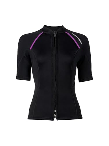 Damen Neoprenanzug 1,5 mm kurzärmig oberteil Jacke für Surfen, Schwimmen und Schnorcheln - Thermal Neopren Wärmeisolierung - Komfortabeler Stehkragen und kurzer Ärmel - Ideal für Frauen