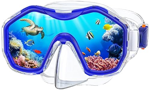Taucherbrille für Kinder, Schwimmbrille mit Schnorchelmaske, 180° Panorama HD Anti-Nebel Anti-Leck Tauchmaske für Jungen und Mädchen 4-16 Jahre