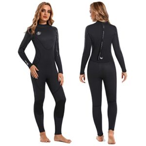 Neoprenanzug für Damen, 3 mm langärmeliger Neoprenanzug mit UV-Schutz und Rückenreißverschluss, ideal für Wassersport und Schnorcheln, Ultra Stretch Material für beste Bewegungsfreiheit