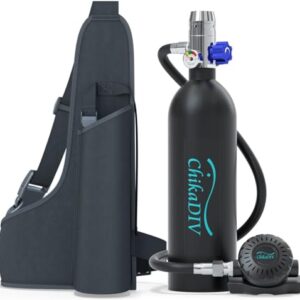 Tauchflasche mit 1 Liter Fassungsvermögen und Nutzungszeit von 15 bis 20 Minuten. Sauerstofftank für Taucher.