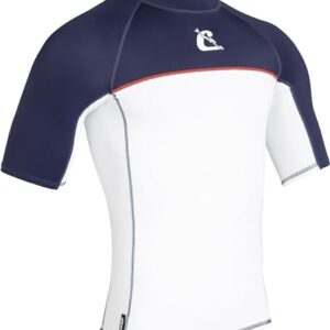 Schützender Rashguard für SUP und Wassersport, Weiß/Blau, L/4