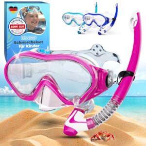 Taucherbrille für Kinder mit Schnorchel, ideal für Mädchen und Jungen ab 5 Jahren. Wasserdichte Tauchmaske mit Anti-Beschlag-Beschichtung.