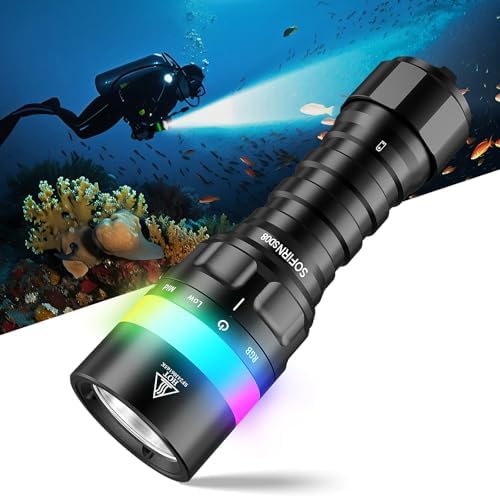 Sofirn SD08 Tauchlampe LED, 3200 Lumen, Wiederaufladbar, IPX8 Wasserdicht, ideal für Nachttauchen und Unterwasserfotografie