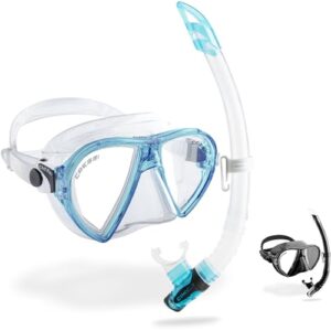 CRESSI Ocean + Gamma Combo Schnorchelset mit Maske und Schnorchel für Tauchen und Schnorcheln, transparent aquamarin, Einheitsgröße, Erwachsene