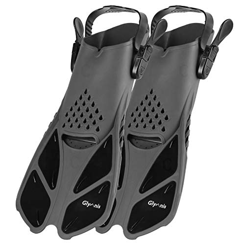 Verstellbare Schnorchelflossen für Erwachsene und Kinder, schwarze Tauchflossen zum Schwimmen und Schnorcheln