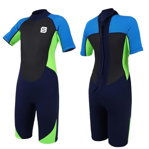 Kinderneoprenanzug für Wassersportarten, Tauchen, Schwimmen und Surfen, 2,5mm Neopren, warmhaltender Badeanzug für Mädchen und Jungen