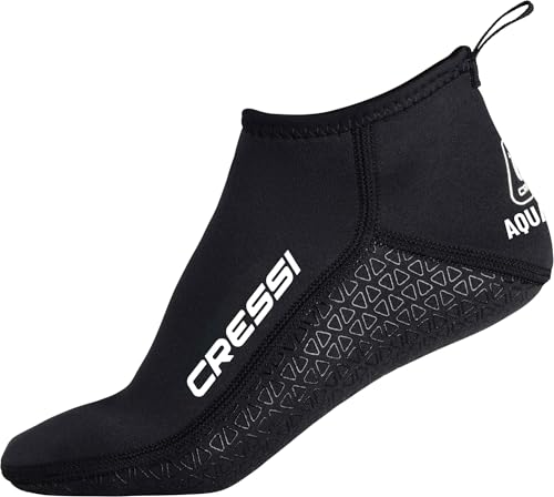 CRESSI Unisex-Adult Aqua Grip Neopren Doppelt gefüttert Schwarz 3mm Kurze Socken mit Rutschfester Sohle, Ideal für Wasser und Oberflächen Aktivitäten