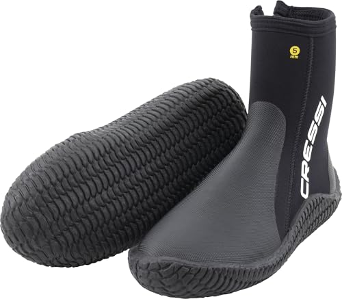 CRESSI Unisex-Adult Reeftech Boots 5mm S (38/39 EU) 5 mm schwarze Neoprenstiefel mit doppeltem Futter, ideal für Wassersportarten wie Tauchen oder Surfen.