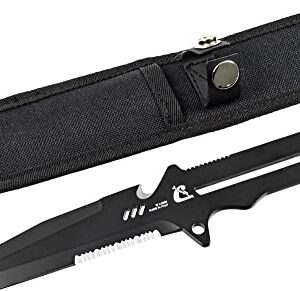 Cressi Unisex-Adult Kai Knife, professionelles Mehrzweckmesser für Tauchen, schwarze Klinge mit idroglider Gold-Black Beschichtung