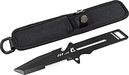 Cressi Unisex-Adult Kai Knife, professionelles Mehrzweckmesser für Tauchen, schwarze Klinge mit idroglider Gold-Black Beschichtung