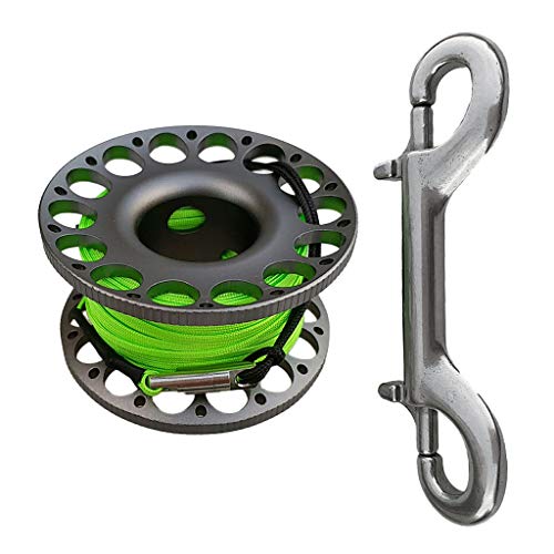 Aluminium Mini Reel Fingerreel mit 30 Metern Leine und Karabinerhaken - Unterwasserausrüstung für den Sport
