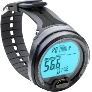 Tauchcomputer mit Ein-Knopf-Bedienung und Hochkontrast-Display für optimales Tauchen, wasserdicht bis 120m, Benutzerwechselbare Batterie, Deep Stop und CNS O2 Indikator