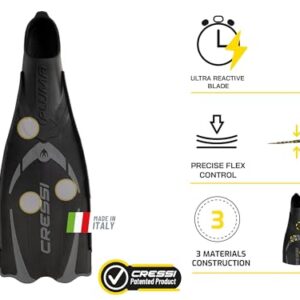 Cressi Pluma, Premium Flossen Set, Schwarz/Silber, 43/44