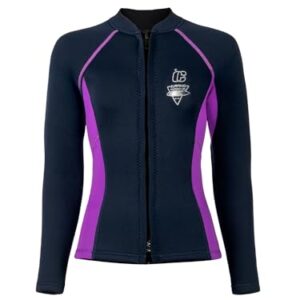 Neoprenanzug mit 3 mm Dicke, Langarmdesign und Reißverschluss für Damen. Geeignet für Schwimmen, Schnorcheln, Tauchen und Surfen.