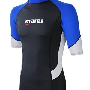 Männer Rash Guard Shirt, blauer Trilastic S-Sleeve von Mares, Wassersport atmungsaktives Shirt, leicht und schnell trocknendes Material, perfekte Passform und hoher Tragekomfort, ideal für lange Sporteinheiten