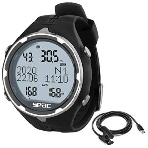 Tauchcomputer mit weiß verspieelter Linse und USB-Schnittstelle für Gerätetauchen und Freediving