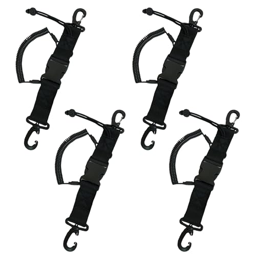 BRIOTA 4 Stück Tauchspiralkabel, schwarze Spiralkabel für Tauchen Kamera Halter Lanyard, Tauchhaken für Tauchen Zubehör, Tauchkamera SchlüSselband für Tauchen Schnorcheln Klettern, Unterwasserkamera