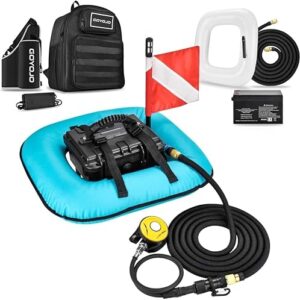 GOYOJO Tragbares Unterwasserventilatorsystem, 52 L/min, 50-70 min Atmung, Wasserdichter Luftkompressor, von Fluggesellschaften Zugelassen (Blau)