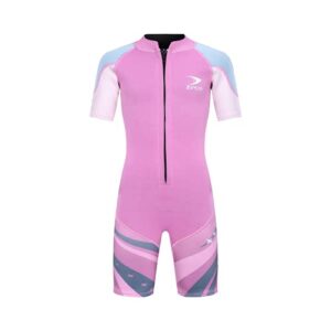 Kinder Neoprenanzug 2.5mm Neopren Thermal Badeanzug mit Front-Zipper für Wassersport und Schwimmen, rosa Farbe, XXS Größe