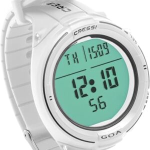 Tauchcomputer CRESSI Goa mit Dual Mix RGBM Algorithmus, kompakter und vielseitiger Tauchcomputer für Scuba- und Apnoetauchgänge in Weiß/Schwarz