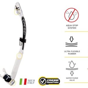 Cressi Itaca Ultra Dry Schnorchel, transparent/schwarz, Einheitsgröße, Unisex Erwachsene - trockener Schnorchel zum Freitauchen und Schnorcheln