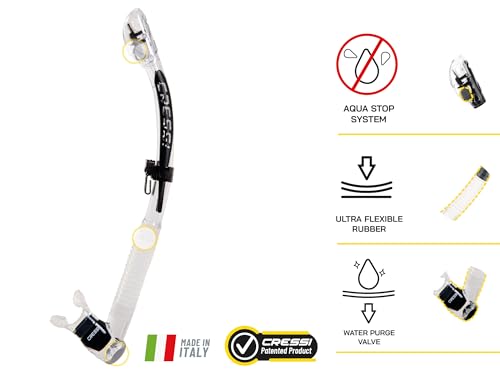 Cressi Itaca Ultra Dry Schnorchel, transparent/schwarz, Einheitsgröße, Unisex Erwachsene - trockener Schnorchel zum Freitauchen und Schnorcheln