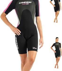 Cressi Wetsuit für Damen, schwarz und pink, 2,5 mm dick, kurzärmelig und -beinig