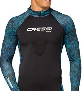 Cressi Unisex-Adult Cobia Hunter Rash Guard Shirt mit Kapuze für Wassersportarten und Brustbeinschutz, Camo blau, XXL - Schutz für Wassersportler, Neopren-Anzug, Cobra-Form-Technologie, Brustbereich aus 1 mm Premium-Neopren