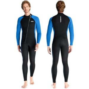 Neopren-Tauchanzug für Herren, 3mm Neopren-Anzug für Tauchen, Schnorcheln und Surfen, mit Vorderer Reißverschluss und Langarmen für Komfort und Schutz im Wasser