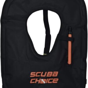 Scuba Choice Schnorchelweste für Erwachsene, leicht, verstellbar, Auftriebshilfe mit personalisiertem Namensfeld, passend für 45,4–90,7 kg, einfache Mundpumpe und abnehmbarer Riemen
