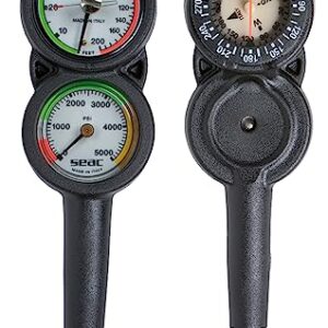 SEAC SUB Konsole mit Barometer, tiefenmesser und tauchkompass PSI+FEET für Taucher - robust und wasserdicht