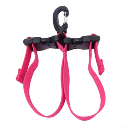 Verstellbarer Schnellverschluss-Flossenhalter mit ABS-Schnallen und Metallclip für Taucher, Gurtbandhalter zum Aufhängen und Tragen von Tauchflossen (Rosa)
