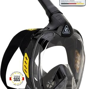 Cressi Bali Vollgesichts-Schnorchelmaske mit CO2 Sicherheit, ultraklare Polycarbonat-Linse und Taucherbrille für Erwachsene mit Schnorchel