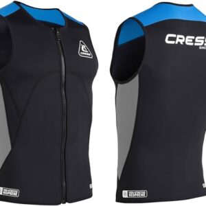 Westen aus Neopren 2mm für Schwimmen, Schnorcheln und Wassersport - Cressi Guardian Man Neoprene Zipper Vest Black/Blue 2mm, L/4, Herren