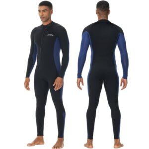 Herren Neoprenanzug, 5/4 mm Ganzanzug für Surfen, Tauchen und Schwimmen, CR Neopren-Anzug mit Frontreißverschluss