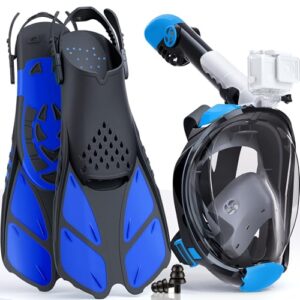 Das Lealinga Schnorchelset bietet maximalen Tragekomfort und eine wasserdichte Abdichtung. CO2-sichere Vollgesichts-Schnorchelmaske, Anti-Beschlag Auslaufsicherheit inklusive Tragetasche.