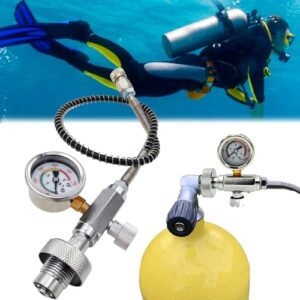 Tauchflaschen-Adapter mit Aufblasbarem Verbindungsstück für PCP-Luftnachfüllung und Tauchen-DIN400-Bar-Anschluss